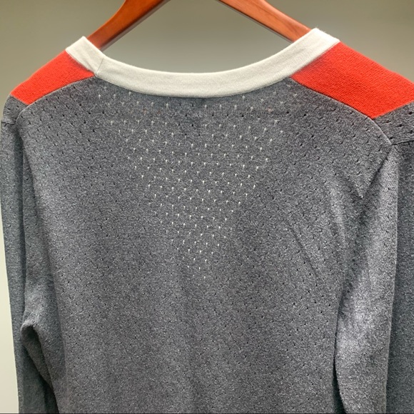 Striking Orange & White Mesh-Textured Cardigan SM - Picture 7 of 10